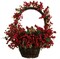 Raz 22" Country Rustic Red Rosehip Berries and Vines Decorative Christmas Wall Basket